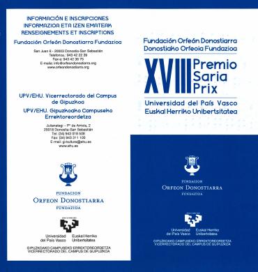 Abierta la convocatoria del XVIII Premio Orfeón Donostiarra-UPV/EHU